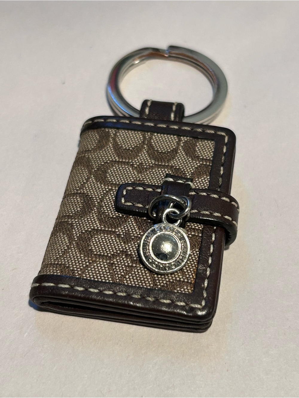 Coach Y2K Mini Photobook Brown Signature-Pattern Keychain Photoalbum